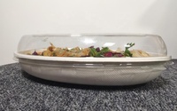 Bol à burrito ovale jetable sans PFAS de 32 oz, compatible micro-ondes, avec couvercle 236x169mm, en bagasse, compostable, pour la restauration