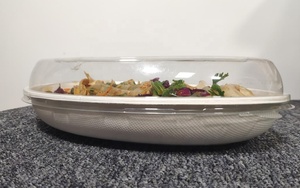 Tazón Ovalado Desechable para Burritos de 32 oz, Apto para Microondas, Libre de PFAS, con Tapa, 236x169 mm, de Bagazo, Compostable, para Catering - Product Image 5