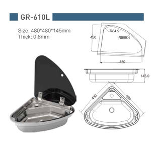 Fregadero de Acero Inoxidable GR-610L con Cubierta de Vidrio Templado 480*480*145mm para Uso Marino en Autocaravanas y Yates - Product Image 2