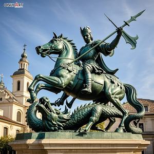 Grande fusione in bronzo che tiene crocifisso spada lancia cavallo Slay drago inghilterra patrono a grandezza naturale St <span class=keywords><strong>George</strong></span> statua in ottone - Product Image 6