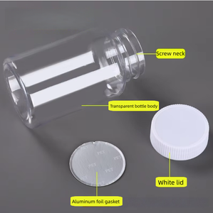 Bottiglia di plastica trasparente PET flacone per capsula pillola caramella reagente cosmetico in polvere solida medicina con coperchio a vite - Product Image 4