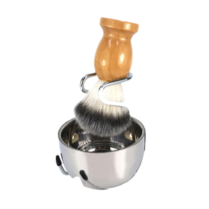 Juego de Brochas de Afeitar para Hombre, Superventas, de Acero Inoxidable, Herramientas de Limpieza Duraderas con Jabonera Plateada y Brocha de Nailon - Product Image 1
