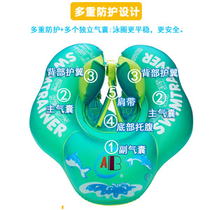 Anillo de Natación para Bebés AIB Swim Trainer, de 2 a 6 Años, Diseño de Delfín Verde - Product Image 3