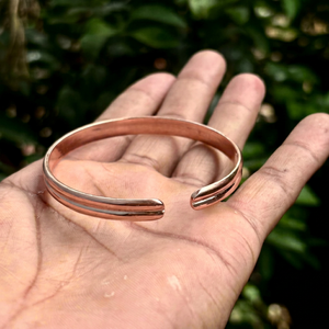 Bracelet manchette double nervure en cuivre pur fait main, bijou de guérison en cuivre massif pour hommes et femmes, OEM - Product Image 1