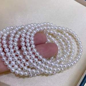 wholesale 4-5mm Freshwater Pearl Bracelet Near Round <b>Mirror</b> Luster Almost Flawless White Shiny Pearl Wrist <b>Chain</b> - Product Image 3
