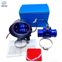 Harga Pabrik Sensor Suhu Mobil Truk 2 in 1 Bulat LED Digital Pengukur Suhu Air Voltmeter Pengukur Tegangan Volt untuk 12V24V