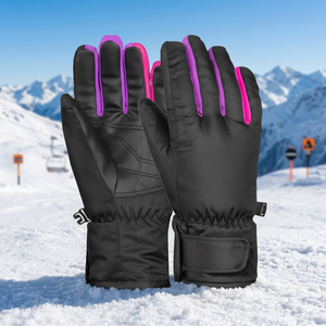 Gants de ski pour femmes, chauds, coupe-vent, imperméables, en polyester, compatibles avec les écrans tactiles, fermeture à boucle, pas chers - Product Image 5