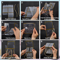 Boîte d'emballage recyclée, boîte cadeau carrée, boîtes de dragées avec poignée en corde, boîte en plastique transparente pliée en PET