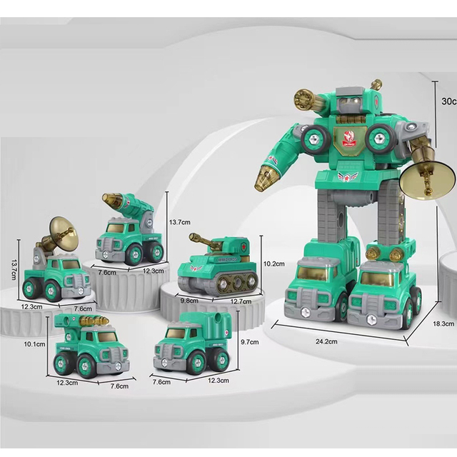 Hot STEM Toy 5in1 Take Apart Robot Trucks Transform Into Robot Construction Building Toy Gifts