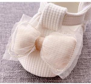 Chaussures de princesse blanches souples pour bébés de 0 à 1 an, avec nœud, pour nouveau-nés, en toile anti-dérapante, à semelle souple, pour les premiers pas - Product Image 5