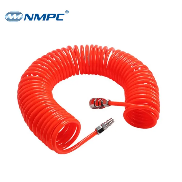 Tube de récupération à ressort en polyuréthane, Tube d'air pneumatique en polyuréthane haute pression avec spirale Flexible rouge