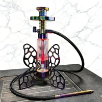 Chicha en forme de papillon avec dégradé arc-en-ciel - Design ajouré pour salon urbain Ensemble de chicha