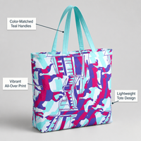 Sacs en toile de coton tissée à grande capacité, imprimés sur toute la surface, motifs géométriques abstraits, style urbain multicolore