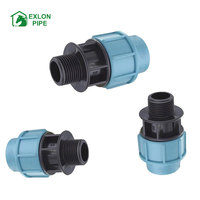 Sambungan Kompresi HDPE PN16 pp Adaptor Berulir Jantan untuk Pasokan Air