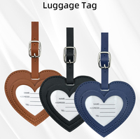 Étiquette de bagage en PU en forme de cœur pour voyage, étiquettes de valise en cuir, étiquettes de sac à bagages, logo personnalisé, promotions, cadeaux d'affaires, cadeaux de mariage