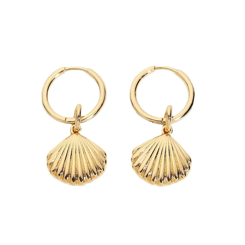 Gattara Hot Sale Gold Shell Shaped Ladies Pull-on Earrings Summer Hoop Earrings Women's Jewelry