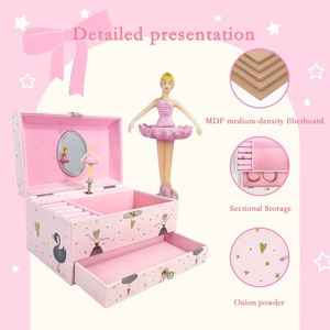 Boîte à musique en bois personnalisée Yiyu avec manivelle, ballerine rotative, son de <span class=keywords><strong>60</strong></span> secondes, écologique, luxe rose, Saint-Valentin - Product Image 4