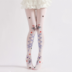 Nouveaux collants de style princesse pour femmes en nylon et polyester avec <span class=keywords><strong>motif</strong></span> de poker Lolita et impression de collants personnalisés - Product Image 4