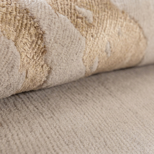 Tapis de luxe moderne en laine et soie, noué à la main, à poils bouclés, écologique, antidérapant, à poils moyens, couleur unie, avec support en PVC, export. - Product Image 1