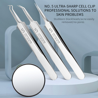 Aiguilles à clipser en acier inoxydable argenté de haute qualité pour l'acné, lot de 4 extracteurs de points noirs et de boutons pour le traitement du visage
