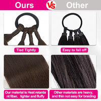 Queue de cheval tressée Julianna avec élastique, extensions de cheveux lisses à enrouler, queue de cheval DIY, cheveux synthétiques naturels et doux