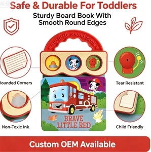 Livre sonore interactif pour enfants sur le thème des camions de pompiers, personnalisable (OEM), avec boutons à presser, livre audio éducatif pour l'apprentissage cognitif des tout-petits - Product Image 4