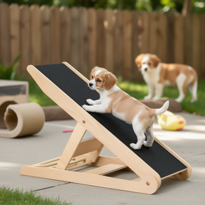 Rampa plegable para perros de altura ajustable, antideslizante, de madera, para perros pequeños, uso en interiores, para todas las estaciones - Product Image 2