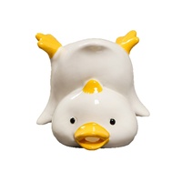 Porte-brosse à dents créatif en forme de canard mignon, design rustique, sans perçage, décoration de salle de bain, support de brosse à dents en céramique de dessin animé