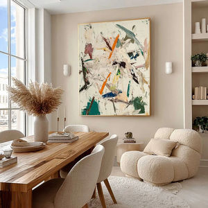 Dondurulmuş Akış Dokulu Soyut Impasto Yağlıboya Tablo Modern Kanvas Üzerine El Boyaması Dokulu Duvar Sanatı Büyük Nötr Çerçeveli Resim - Product Image 4