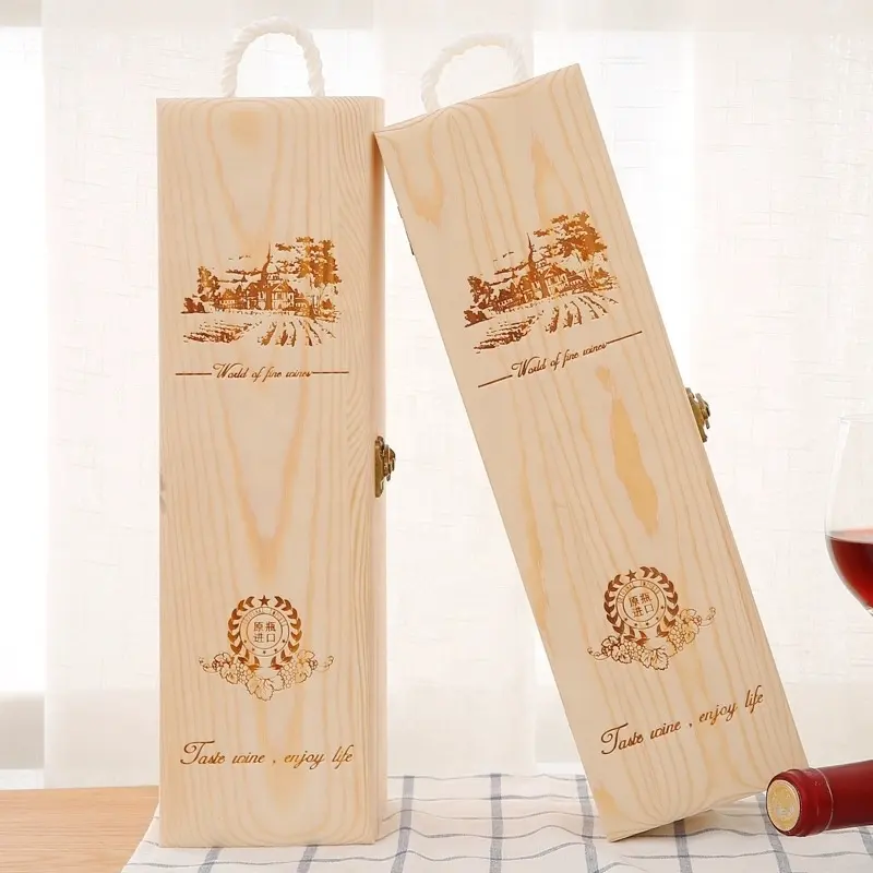 Scatola regalo in legno di lusso in fabbrica scatola di imballaggio per vino in legno