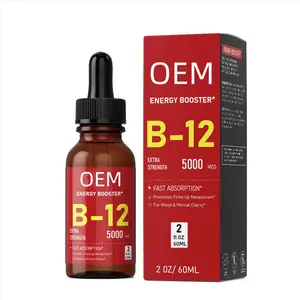 OEM Wholesale High Quality Vitamin B12 Sublingual Pepper Natural Cherry Flavor Methylcobalamin B12 Vitamins Drops