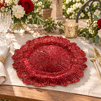 Assiette de Présentation Premium en Plastique de 13 Pouces avec Texture Élevée Élégante pour la Décoration de Table de Fêtes, Mariages et Événements
