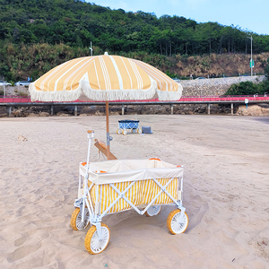Anpassbares Muster Luxus Strand wagen mit großen Rädern für Sand Camping klappbaren Strand wagen - Product Image 3