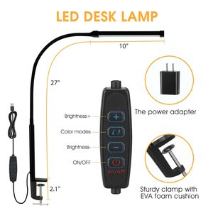 <span class=keywords><strong>Lampe</strong></span> <span class=keywords><strong>de</strong></span> <span class=keywords><strong>bureau</strong></span> <span class=keywords><strong>à</strong></span> <span class=keywords><strong>pince</strong></span> LED, bras long réglable, <span class=keywords><strong>lampe</strong></span> <span class=keywords><strong>de</strong></span> <span class=keywords><strong>lecture</strong></span> pour ordinateur, <span class=keywords><strong>lampe</strong></span> <span class=keywords><strong>de</strong></span> table d'étude <span class=keywords><strong>à</strong></span> haute luminosité avec <span class=keywords><strong>pince</strong></span> <span class=keywords><strong>en</strong></span> C - Product Image 4