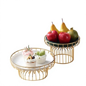Support à gâteau rond en métal, présentoir à desserts, plateau de service en fil métallique pour cupcakes, pâtisseries, décoration de table de fête - Product Image 1