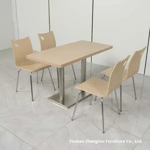 Ensembles <span class=keywords><strong>de</strong></span> chaises <span class=keywords><strong>de</strong></span> table à panneaux en bois modernes pour les magasins <span class=keywords><strong>de</strong></span> restauration rapide en plein air Étudiants Salles à manger Cafétéria <span class=keywords><strong>de</strong></span> l'école Employés <span class=keywords><strong>de</strong></span> l'entreprise - Product Image 4