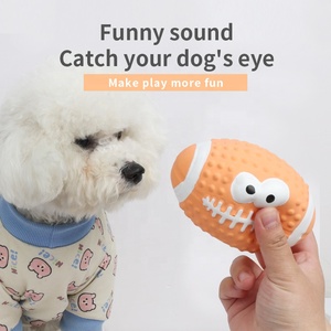 Fabbrica all'ingrosso Logo personalizzato in lattice <span class=keywords><strong>Pet</strong></span> Squeak morso giocattoli palla cane giocattolo da masticare interattivo - Product Image 5