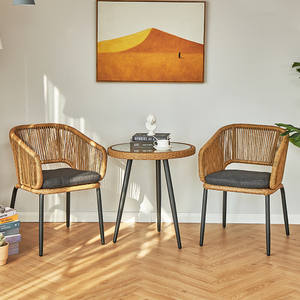 Rattan Chair Leisure Outdoor <b>Backrest</b> Outdoor Table and Chair Combination Woven Rattan Chair Balcony - Product Image 3