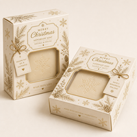 Boîte en carton auto-élevante pliable personnalisée 350 g/m² en matériaux recyclés, couleur pleine, pour emballage de savon de Noël en carton blanc, vente en gros