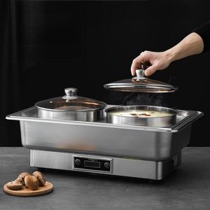 Gran oferta, calentador eléctrico de ollas dobles, calentador de sopa, suministro de Hotel, juego de buffet de plato de frotamiento de restaurante de acero inoxidable - Product Image 1