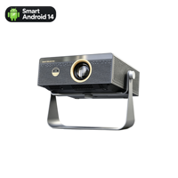 Projecteur LED intelligent Android 14 High 700ANSI en métal 270 °   Support pliable avec haut-parleur stéréo intégré, compatible 4K, pour salon et chambre