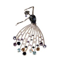 Broche de luxe XILIANGFEIZI en cristal bleu, motif ballerine, bijoux en or pour femme, prix de gros bas