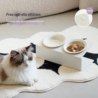Gamelle double en céramique pour animaux de compagnie, design soucoupe volante, inclinée, surélevée, pour chat et chien, protection du cou