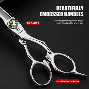 CNC Premium ATS314 çelik makas profesyonel 6.3 inç daha uzun makaslar v-diş inceltme makas kiti Barberia güzellik araçları - Product Image 6