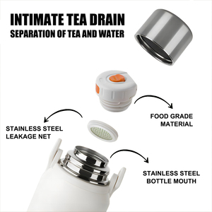 Bouteille d'eau isotherme en acier inoxydable 304 avec poignée et sangle, gobelet de voyage sous vide avec couvercle pour boissons chaudes et froides - Product Image 5