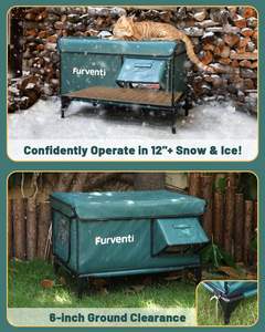 مدفأ في الهواء الطلق للقطط البرية-معزول ضد الماء بوليستر تصميم مرتفع (أخضر عميق 25 "L X 16" W X 18 "H) - Product Image 6