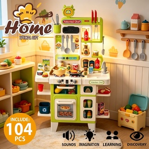 Ensemble de <span class=keywords><strong>cuisine</strong></span> pour enfants KSF, jeu de rôle, boîte en plastique, 104 pièces, robinet à eau vapeur simulé, fonctions éducatives et d'apprentissage - Product Image 2