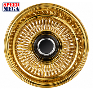 Rines de Acero de 13x7 con 100 Radios, Diseño Cóncavo Dorado, Tapas Flotantes, Offset 5x114.3 5X120.65 PCD, Ajuste Universal - Product Image 4
