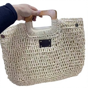 <span class=keywords><strong>Bolsos</strong></span> <span class=keywords><strong>de</strong></span> mano <span class=keywords><strong>de</strong></span> rafia vintage ecológicos <span class=keywords><strong>de</strong></span> gran capacidad <span class=keywords><strong>con</strong></span> asa <span class=keywords><strong>de</strong></span> <span class=keywords><strong>madera</strong></span> para verano y playa, venta al por mayor - Product Image 3