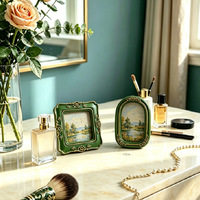 Cadre photo en résine sculptée vert baroque Phnom Penh, à poser sur table ou à accrocher au mur, pour présentation de bijoux DIY